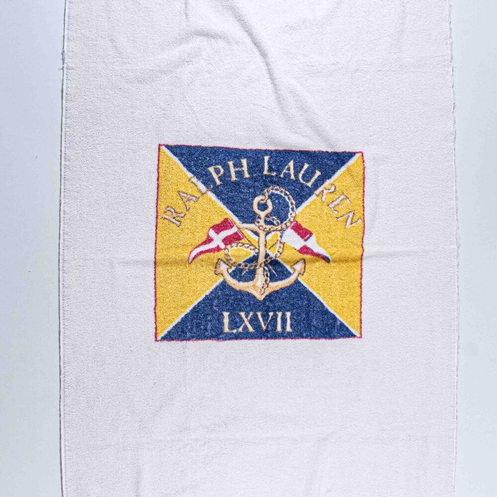 Vintage Polo Ralph Lauren LXVII Yacht Beach Towel 90s Nautical Heritage 63x32